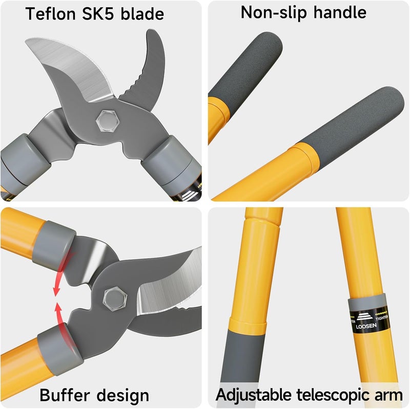 AIRAJ 16-24'' Extendable Loppers for Tree Trimming | Branch Cutter with 1.5“ Cutting Capacity | Loppers for Gardening | Garden Shears - Image 3